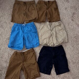 Set of Six Casual Shorts in Brown, Blue, and Beige